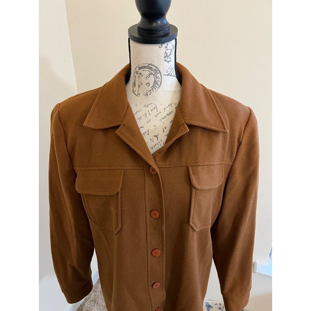 Vintage Fundamental Things Brown Button Front Wool Shacket Blazer Jacket 10 90's - Picture 2 of 12